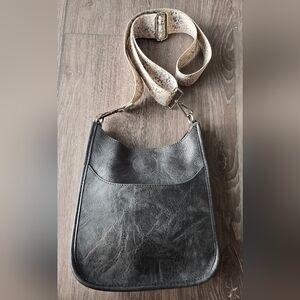Vegan Leather Messenger Bag – Ahdorned Gray Crossbody + Removable Speckled Strap